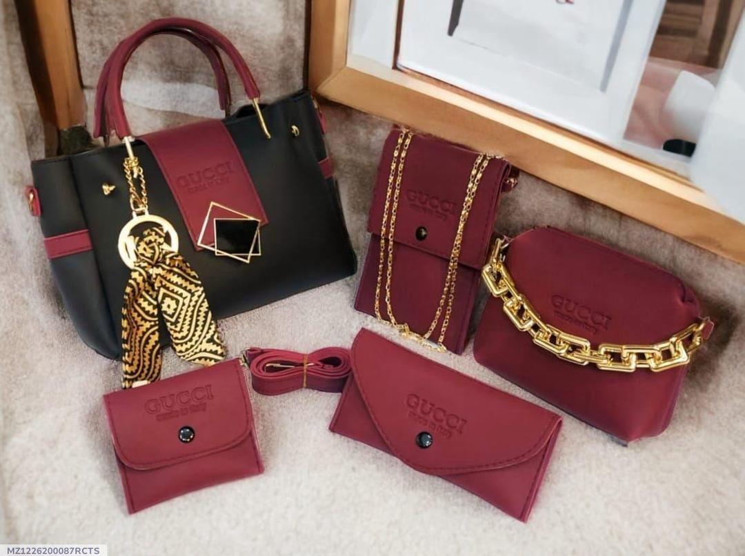 Women's Leather Plain Hand Bag Set